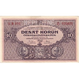 Československo - bankovky Národ. banky Československé, 10 Koruna 1927, série B022, BHK.22d, He.22b.