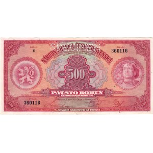 Československo - bankovky Národ. banky Československé, 500 Koruna 1929, série E, BHK.23c, He.23c.s1