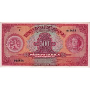 Československo - bankovky Národ. banky Československé, 500 Koruna 1929, série F, BHK.23c, He.23c.s2