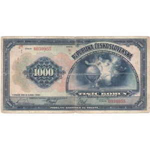 Československo - bankovky Národ. banky Československé, 1000 Koruna 1932, série B, BHK.26, He.26a n