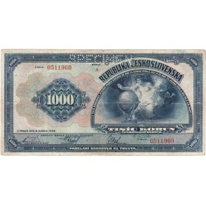 Československo - bankovky Národ. banky Československé, 1000 Koruna 1932, série A, BHK.26, He.26a.s1