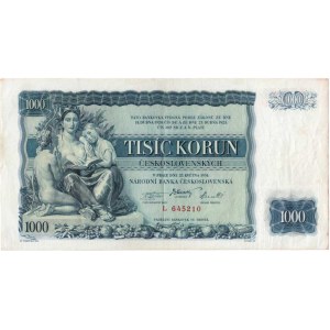 Československo - bankovky Národ. banky Československé, 1000 Koruna 1934, série L, BHK.27, He.27a n