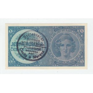 Protektorát Čechy a Morava, 1939 - 1945, 1 Koruna b.l. - ruční přetisk, série A009, BHK.28a,