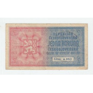 Protektorát Čechy a Morava, 1939 - 1945, 1 Koruna b.l. - stroj.přetisk, série A053, BHK.28b,