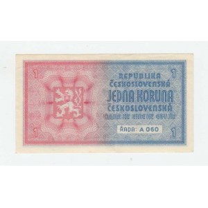 Protektorát Čechy a Morava, 1939 - 1945, 1 Koruna b.l. - stroj.přetisk, série A060, BHK.28b,