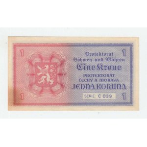 Protektorát Čechy a Morava, 1939 - 1945, 1 Koruna (1940) - sér. C039, BHK.30, He.32a neperf.