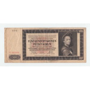 Protektorát Čechy a Morava, 1939 - 1945, 500 Koruna 1942 - 1.vyd. - série G, BHK.35, He.37a,