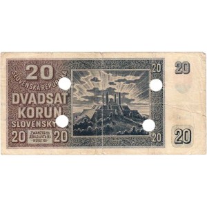 Slovenská republika, 1939 - 1945, 20 Koruna 1939, série Yz46, BHK.47b, He.50a2.s3-var: