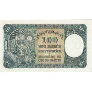 Slovenská republika, 1939 - 1945, 100 Koruna 1940, 1.vyd., sér. O1, BHK.48a, He.51a1,