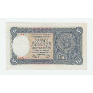 Slovenská republika, 1939 - 1945, 100 Koruna 1940, 1.vyd., sér. B14, BHK.48b He.51a2,