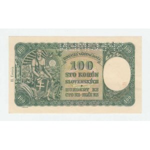 Slovenská republika, 1939 - 1945, 100 Koruna 1940, 2.vydání, série A2, BHK.49aA,