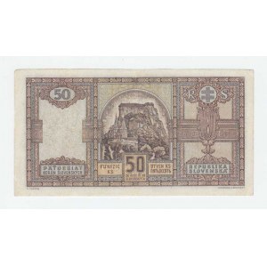 Slovenská republika, 1939 - 1945, 50 Koruna 1940, série Cr, BHK.50, He.53a, neperf.,