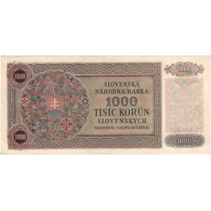 Slovenská republika, 1939 - 1945, 1000 Koruna 1940, série 6N6, BHK.51, He.55a neperf.