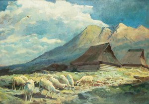 Michał Stańko (1901 Sosnowiec - 1969 Zakopane), Owce na hali