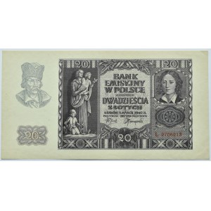 Polska, Generalna Gubernia, 20 złotych 1940, seria L, Kraków