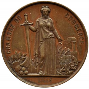 Francja, Napoleon III, medal upamiętniający wizytę cesarza w Izbie Handlowej w Lille, 1867