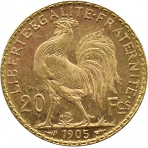 Francja, Republika, Kogut, 20 franków 1905, Paryż
