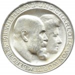 Niemcy, Wirtembergia, Wilhelm i Charlotte, 3 marki 1911 F, Stuttgart, UNC