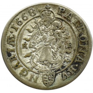 Węgry, Leopold I, 6 krajcarów 1668 KB, Kremnica