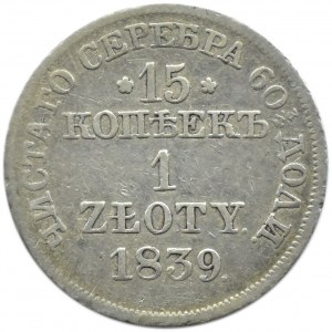 Mikołaj I, 15 kopiejek/1 złoty 1839 MW, Warszawa