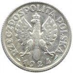Polska, II RP, Kłosy, 1 złoty 1924, Paryż, piękne!