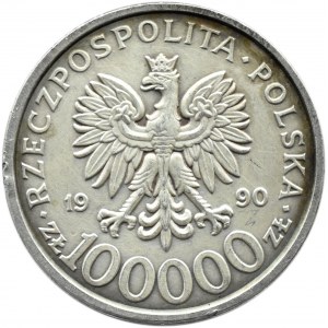 Polska, III RP, Solidarność (B), 100000 złotych 1990, typ B, Warszawa