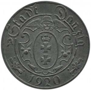 Wolne Miasto Gdańsk, 10 pfennig 1920, Gdańsk, odmiana 56.6/10