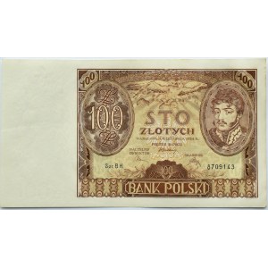 Polska, II RP, 100 złotych 1934, seria B H., Warszawa, dodatkowy znak wodny na marginesie I I