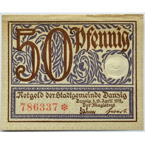 Wolne Miasto Gdańsk, 50 fenigów (pfennig) 1919, Gdańsk