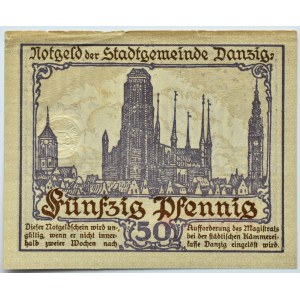 Wolne Miasto Gdańsk, 50 fenigów (pfennig) 1919, Gdańsk
