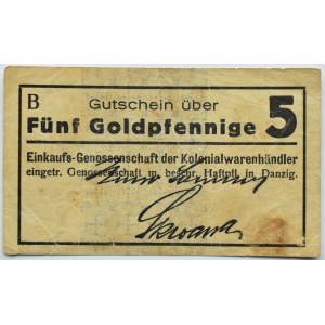 Danzig, Gdańsk, Einkaufs-Genossenschaft, 5 goldpfennig, seria B