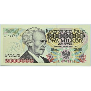 Polska, III RP, I. J. Paderewski, 2000000 złotych 1993, seria A, Warszawa, UNC