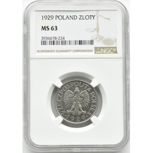 Polska, II RP, 1 złoty 1929, Warszawa, NGC MS63