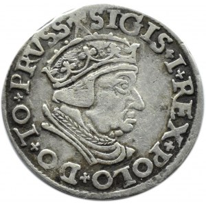 Zygmunt I Stary, trojak 1538, Gdańsk, KRZYŻYKI/DWUKROPKI