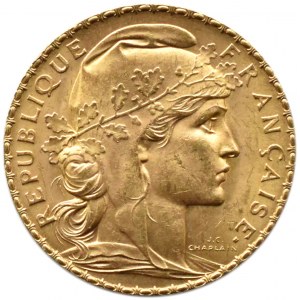 Francja, Republika, Kogut, 20 franków 1911, Paryż, UNC