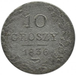 Mikołaj I, 10 groszy 1836 MW, Warszawa, ciekawy destrukt