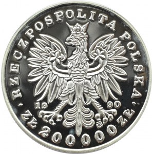 Polska, III RP, J. Piłsudski, Duży Tryptyk, 200000 złotych 1990, Warszawa, UNC