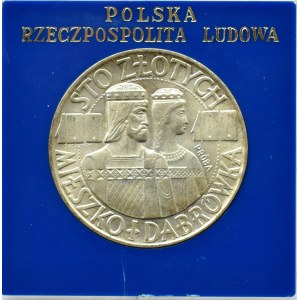 Polska, PRL, Mieszko i Dąbrówka - postacie, 100 złotych 1966, próba, UNC