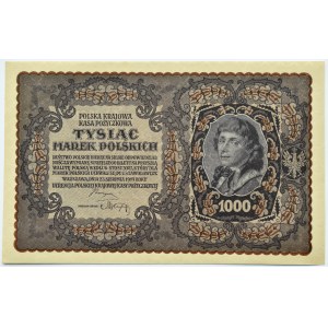 Polska, II RP, 1000 marek 1919, III SERJA AX, typ 8, piękne!, UNC