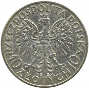 Polska, II RP, Głowa Kobiety, 10 złotych 1932, bez znaku mennicy, Londyn