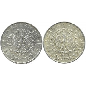 Polska, II RP, Józef Piłsudski, lot 5 złotych 1935-36, Warszawa