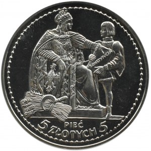 Polska, II RP, Konstytucja, 5 złotych 1925, oficjalna kopia Mennicy Warszawskiej, UNC