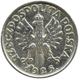 Polska, II RP, 1 złoty 1925, falsyfikat z lat 50-60 XX wieku, Katowice