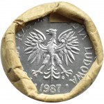 Polska, PRL, 1 złoty 1987, rolka bankowa, UNC