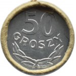 Polska, PRL, 50 groszy 1987, rolka bankowa, UNC