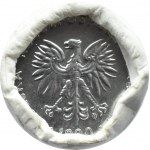 Polska, PRL, 5 złotych 1990, rolka bankowa, UNC