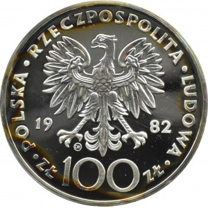 Polska, PRL, Jan Paweł II, 100 złotych 1982, mennica Valcambi, UNC