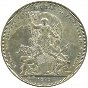 Szwajcaria, 5 franków 1881, 500-lecie Fryburga w Konfederacji Szwajcarskiej, Berno