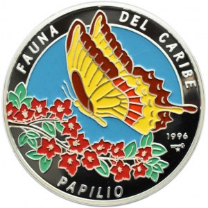 Kuba, Republika, 50 peso 1996, Fauna Karaibów - motyl (Papilio), Hawana, UNC