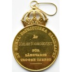 Szwecja, Gustaw VI Adolf, medal Królewskiego Stowarzyszenia Patriotycznego, złoto pr. 750